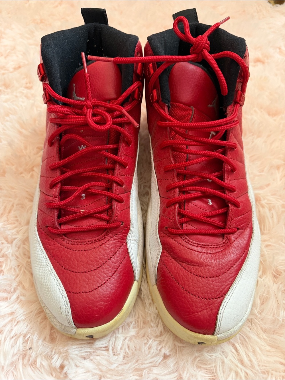 Nike Red and White High-Top Sneakers with Black Interior